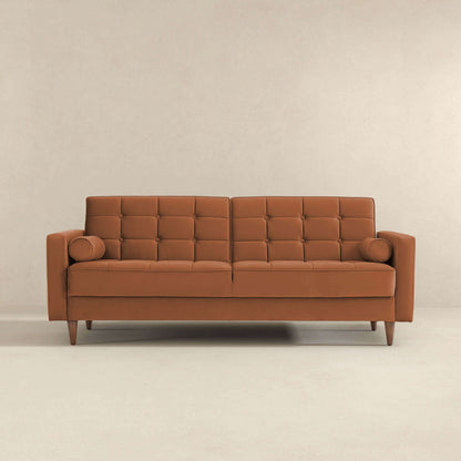 Baneton Modern Burnt Orange Velvet Sleeper Sofa