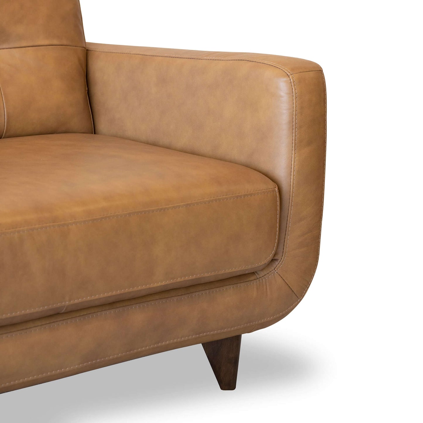 Allison Tufted Cognac Tan Genuine Leather Sofa