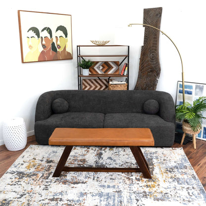 Marley Genuine Leather Bench in Tan