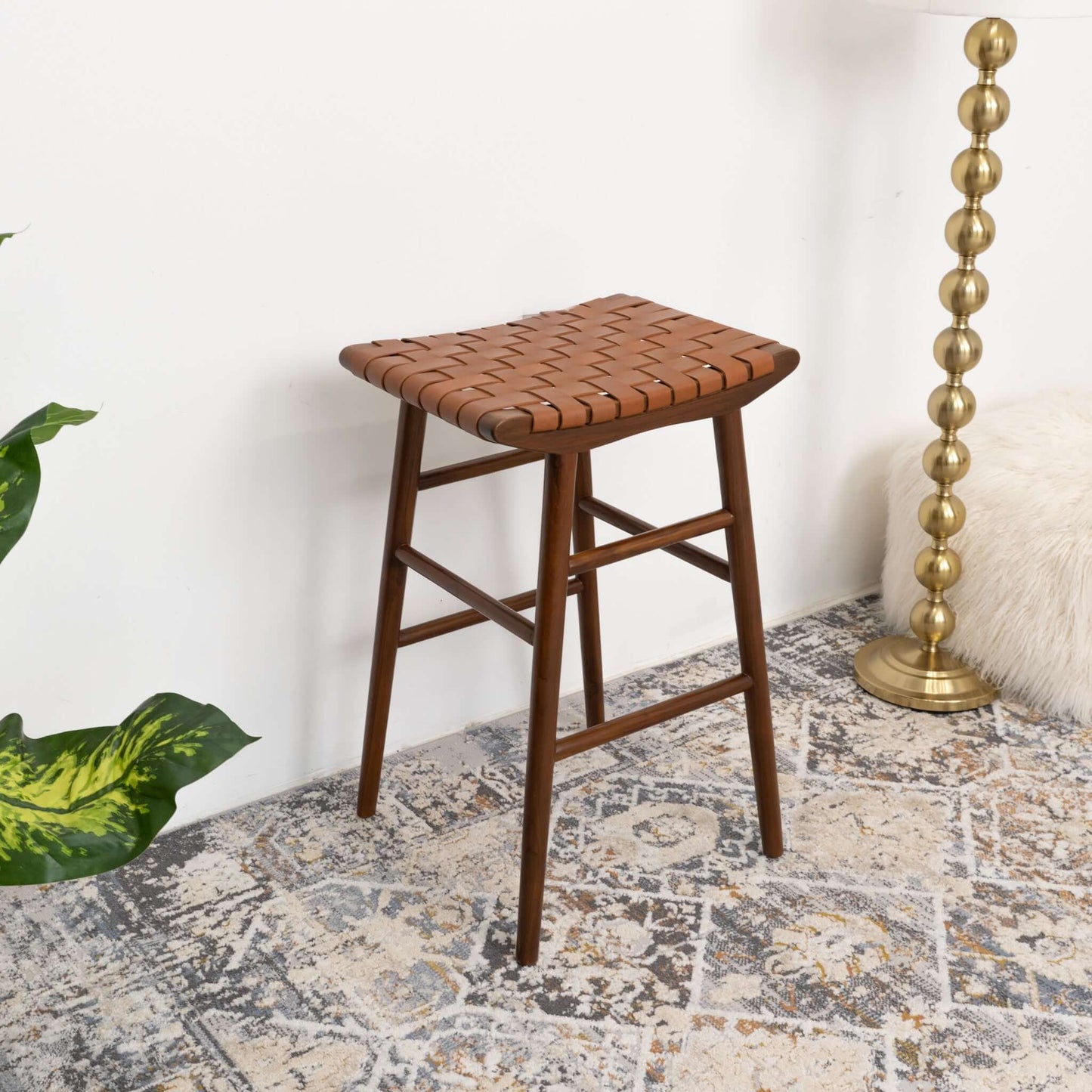 Maya 30" Genuine Leather Stool in Tan