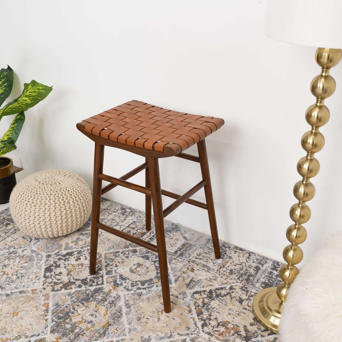 Maya 30" Genuine Leather Stool in Tan