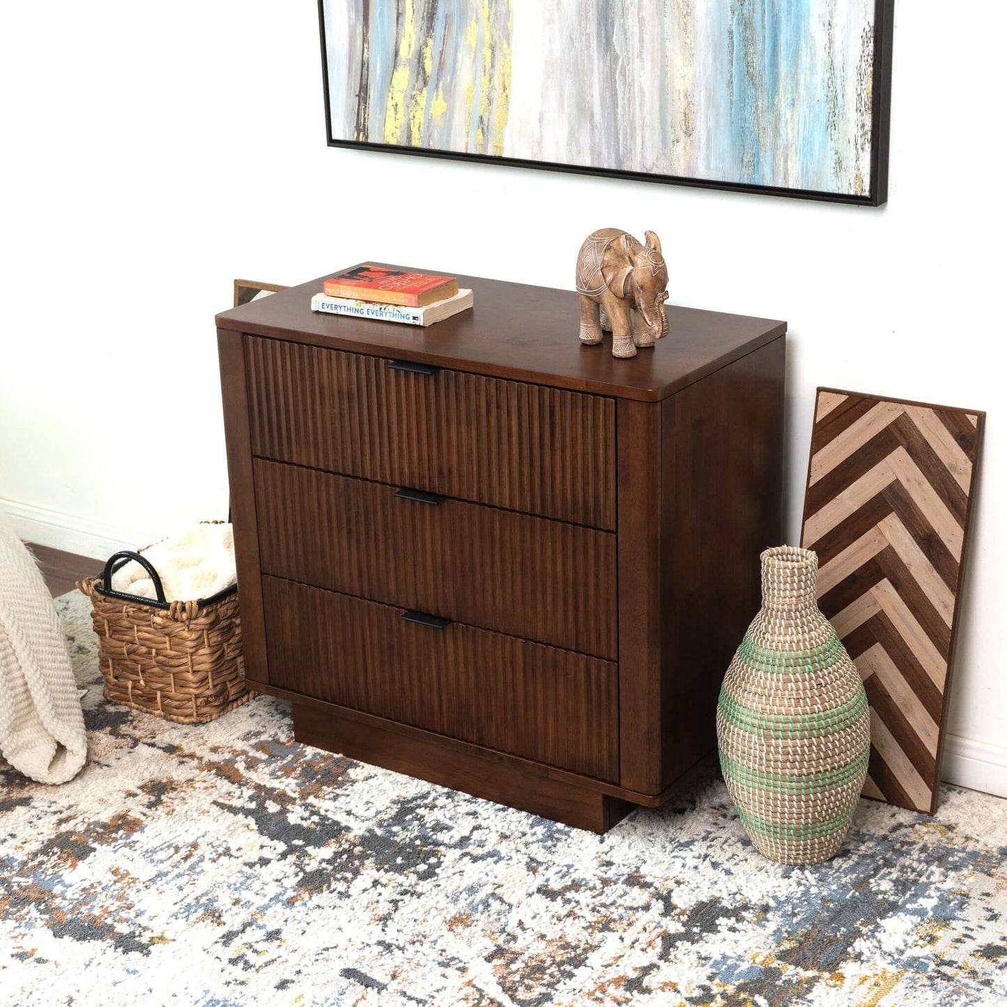 Lola Modern Walnut Nightstand Bed Side Table