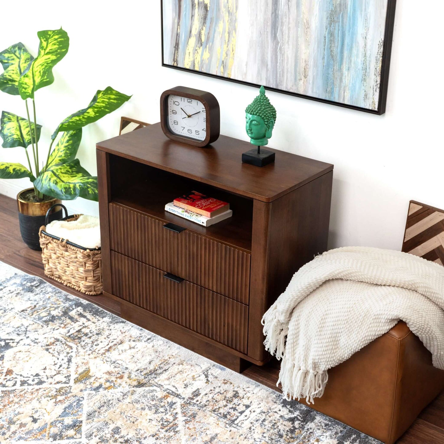 Lola Modern Walnut Nightstand Bed Side Table