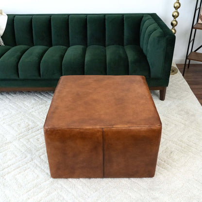 Mallory Square Genuine Leather Upholstered Ottoman