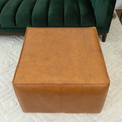 Mallory Square Genuine Leather Upholstered Ottoman