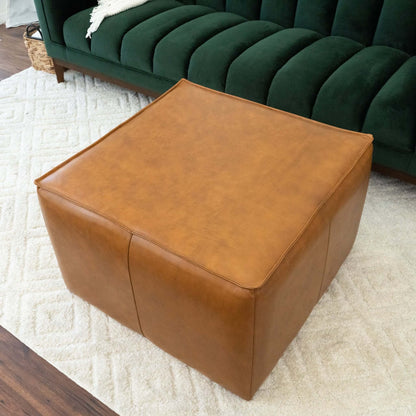 Mallory Square Genuine Leather Upholstered Ottoman