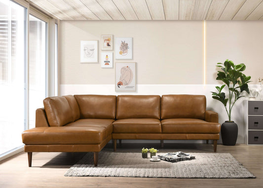 Maxwell Genuine Leather Cognac Tan Sectional