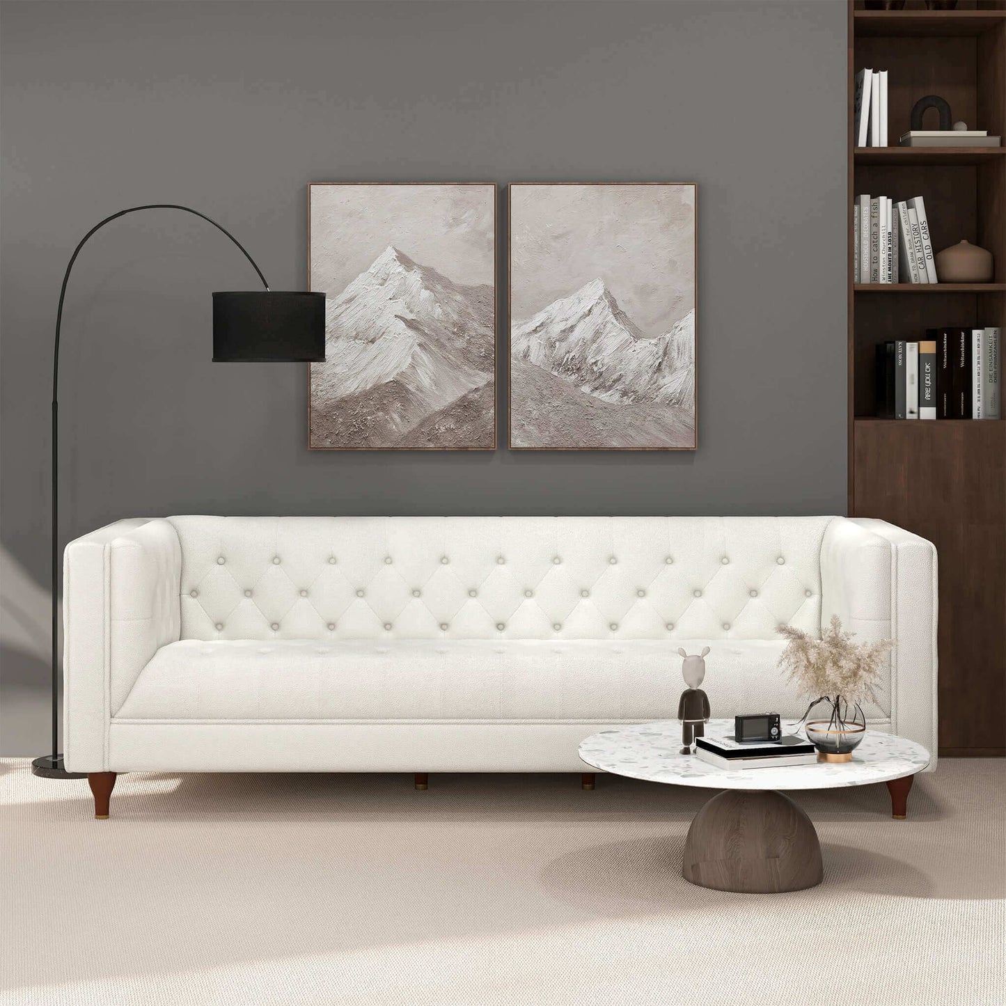 Evelyn Modern Beige Boucle Luxury Chesterfield Sofa