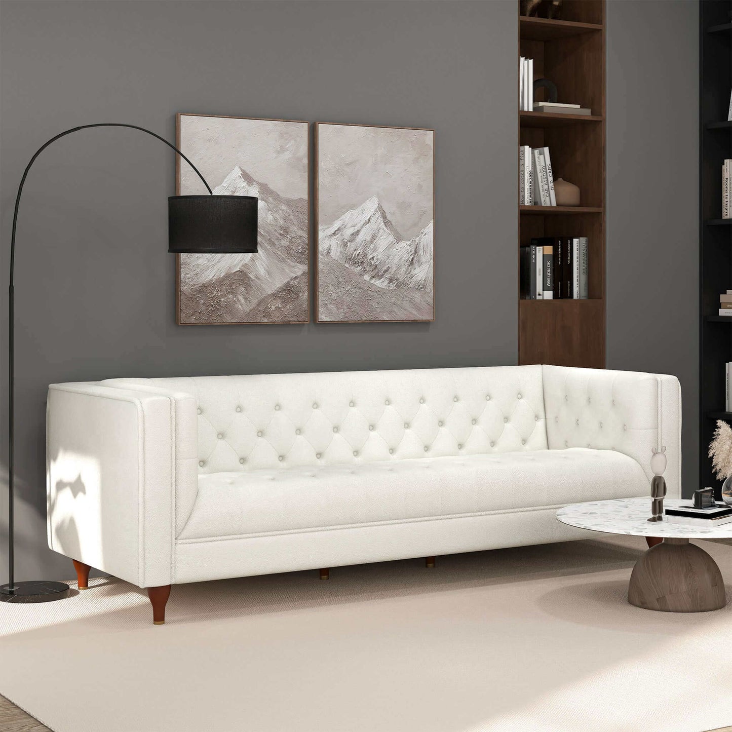 Evelyn Modern Beige Boucle Luxury Chesterfield Sofa