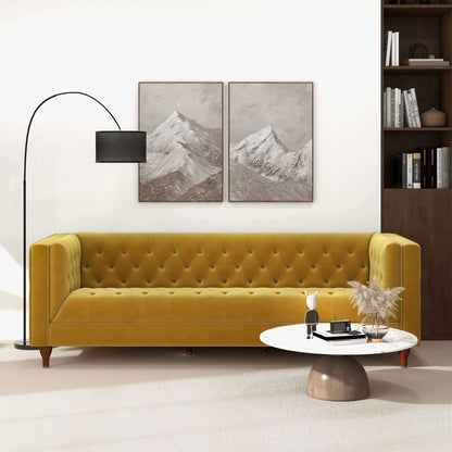 Evelyn Modern Yellow Velvet Luxury Chesterfield Sofa