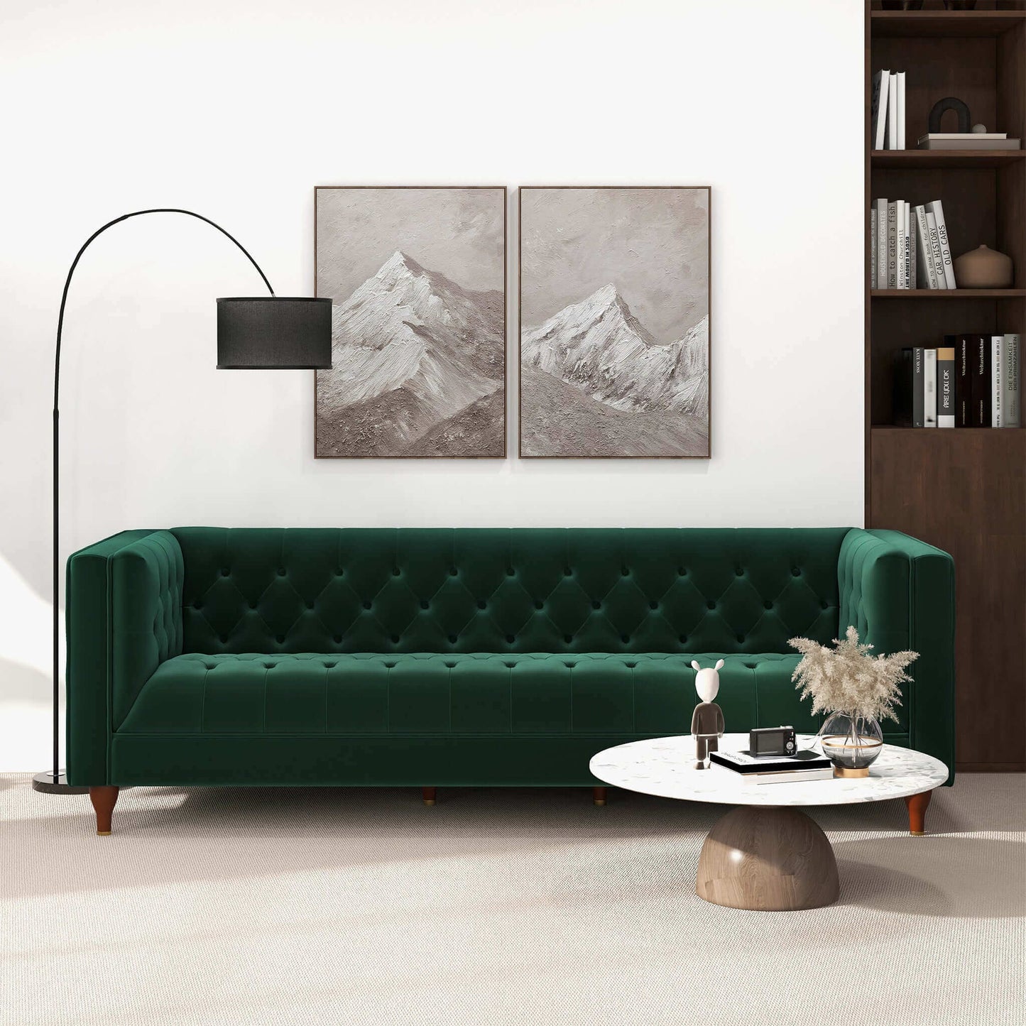 Evelyn Modern Green Velvet Luxury Chesterfield Sofa