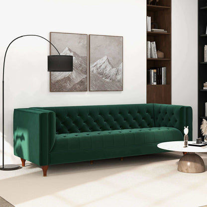 Evelyn Modern Green Velvet Luxury Chesterfield Sofa