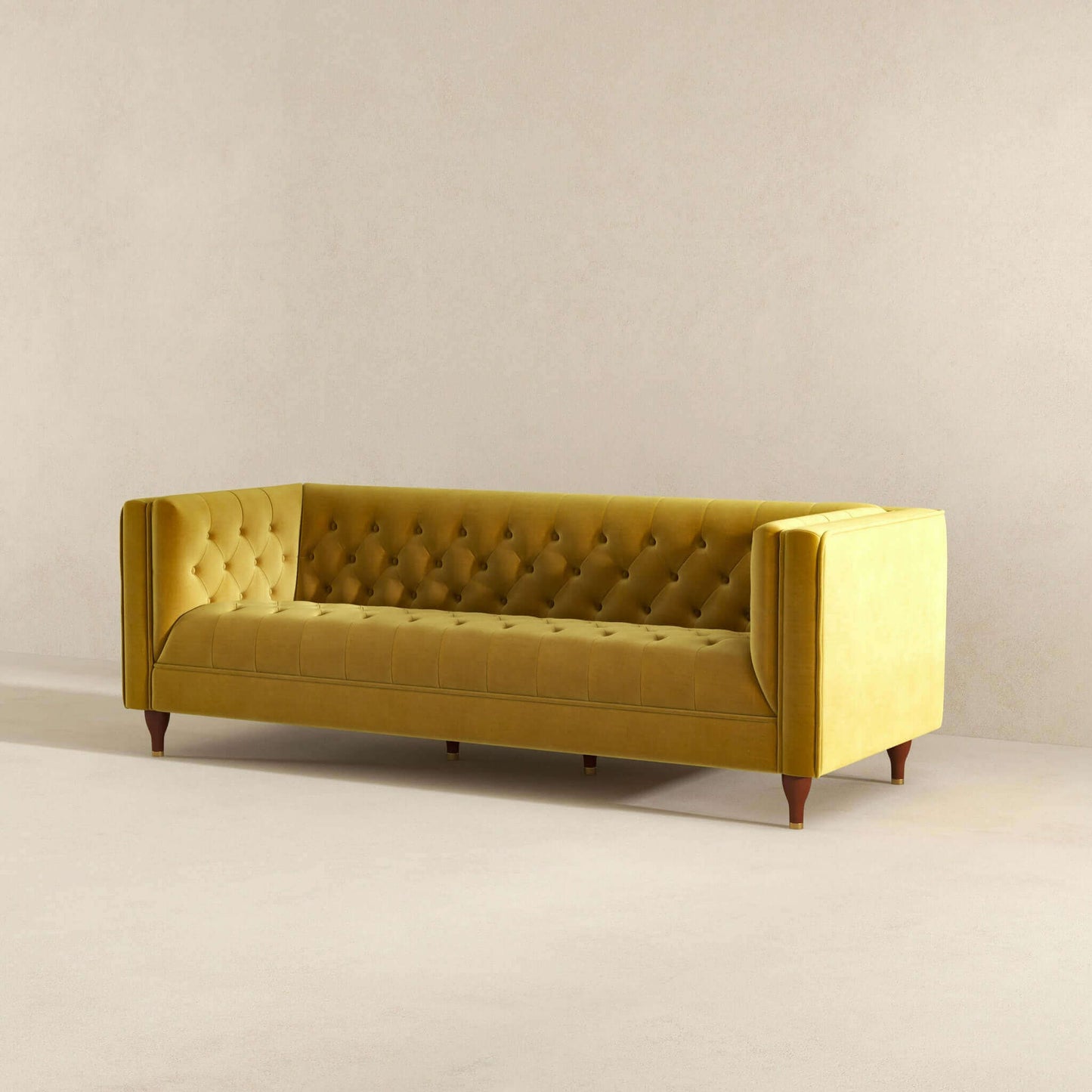 Evelyn Modern Yellow Velvet Luxury Chesterfield Sofa