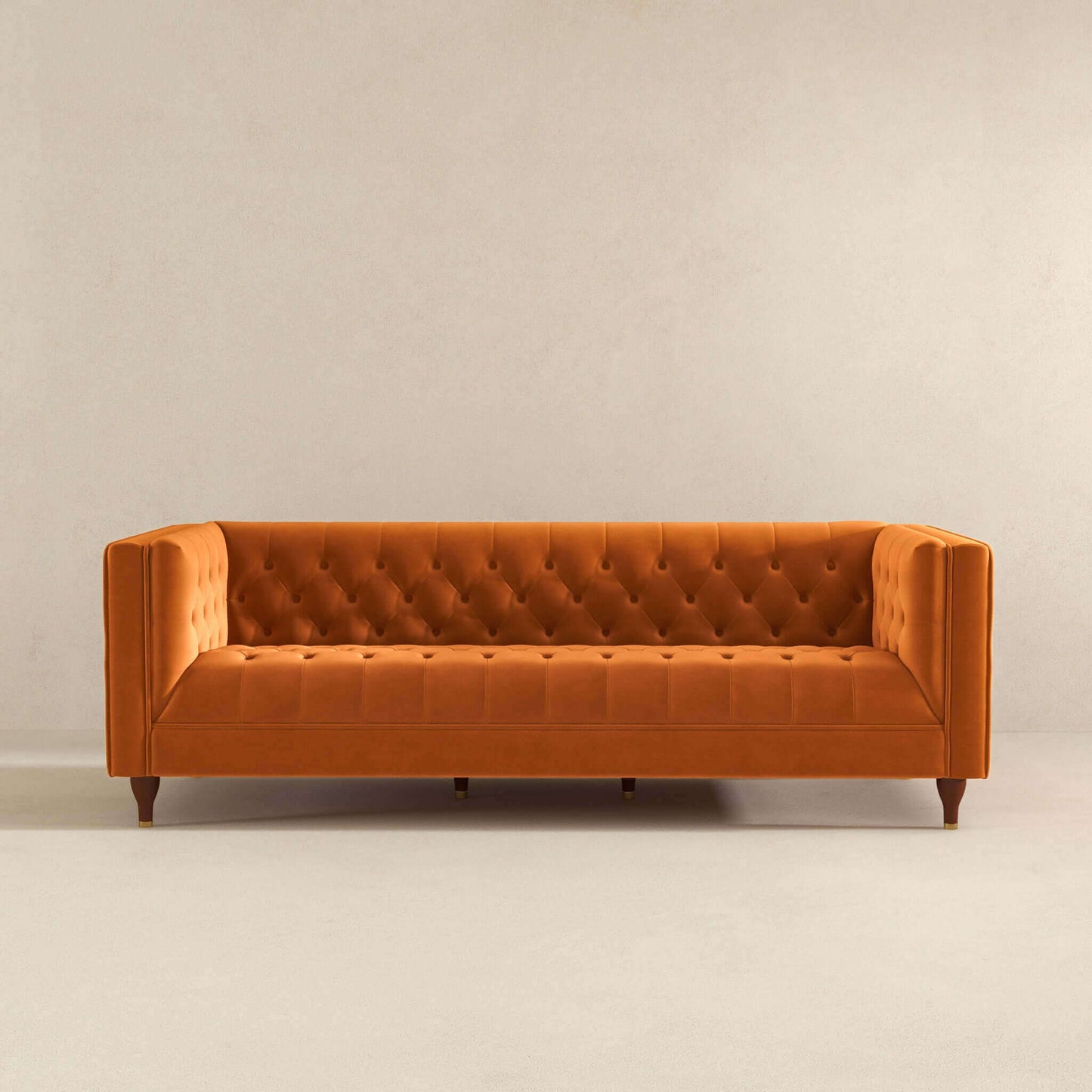 Evelyn Modern Burnt Orange Velvet Luxury Chesterfield Sofa