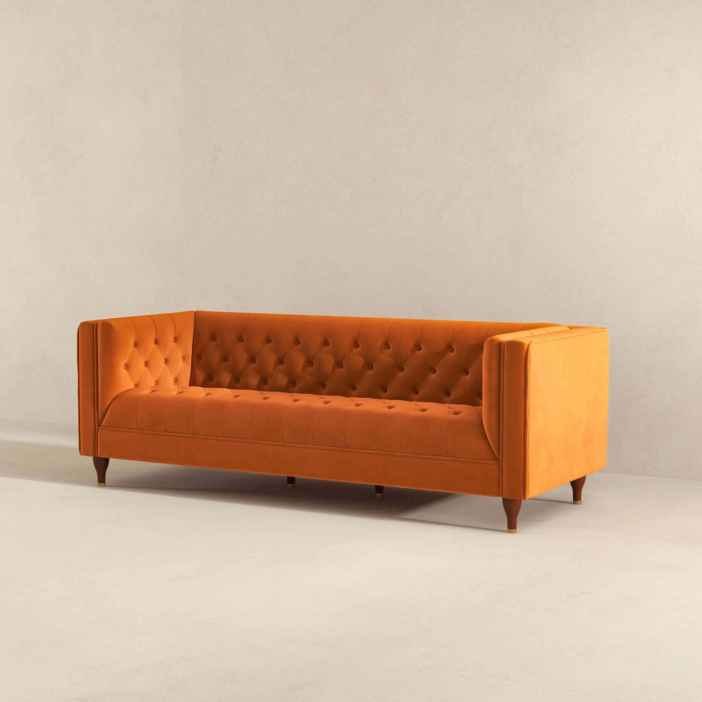 Evelyn Modern Burnt Orange Velvet Luxury Chesterfield Sofa