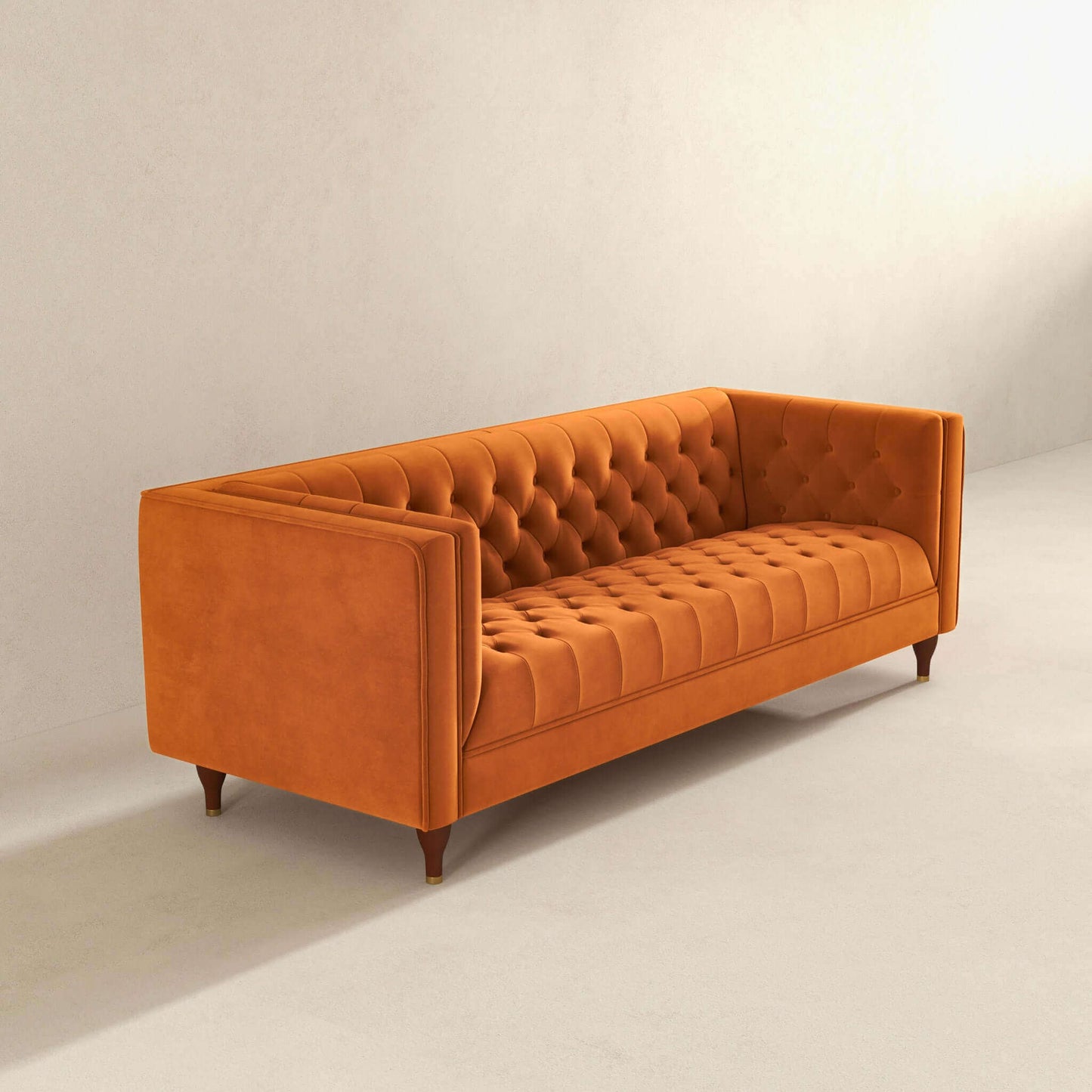 Evelyn Modern Burnt Orange Velvet Luxury Chesterfield Sofa