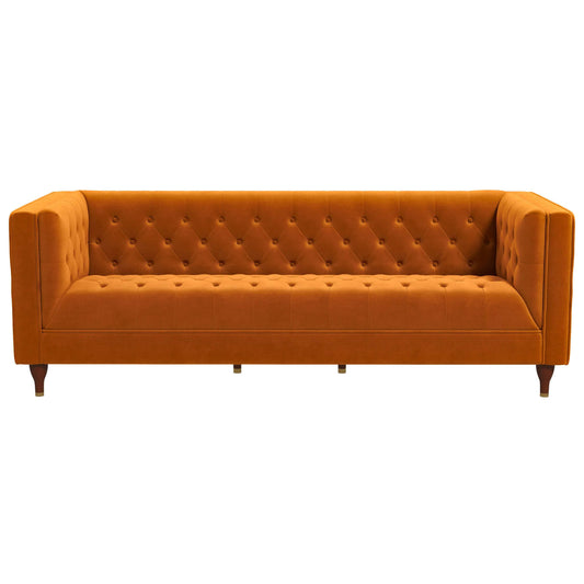 Evelyn Modern Burnt Orange Velvet Luxury Chesterfield Sofa