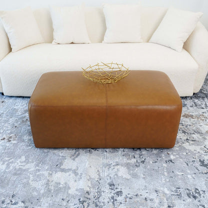 Arten Modern Tan Leather Ottoman