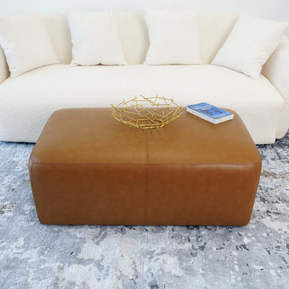 Arten Modern Tan Leather Ottoman