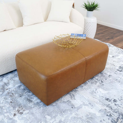 Arten Modern Tan Leather Ottoman