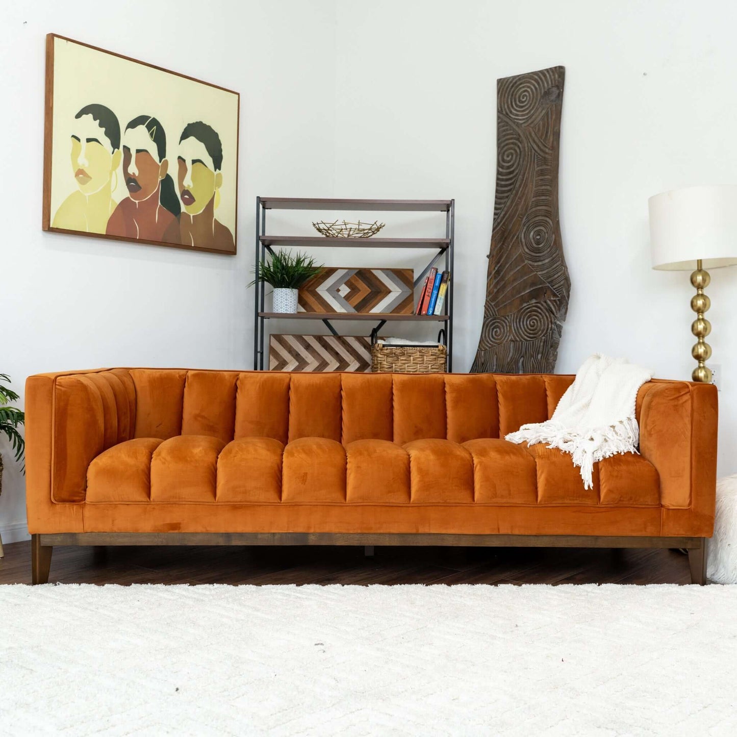 Melissa Sofa - Orange Velvet | Ashcroft Furniture | TX | The Best Drop shipping Supplier in the USA