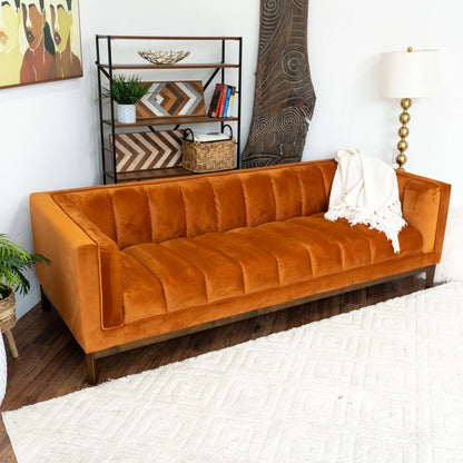 Melissa Sofa - Orange Velvet | Ashcroft Furniture | TX | The Best Drop shipping Supplier in the USA