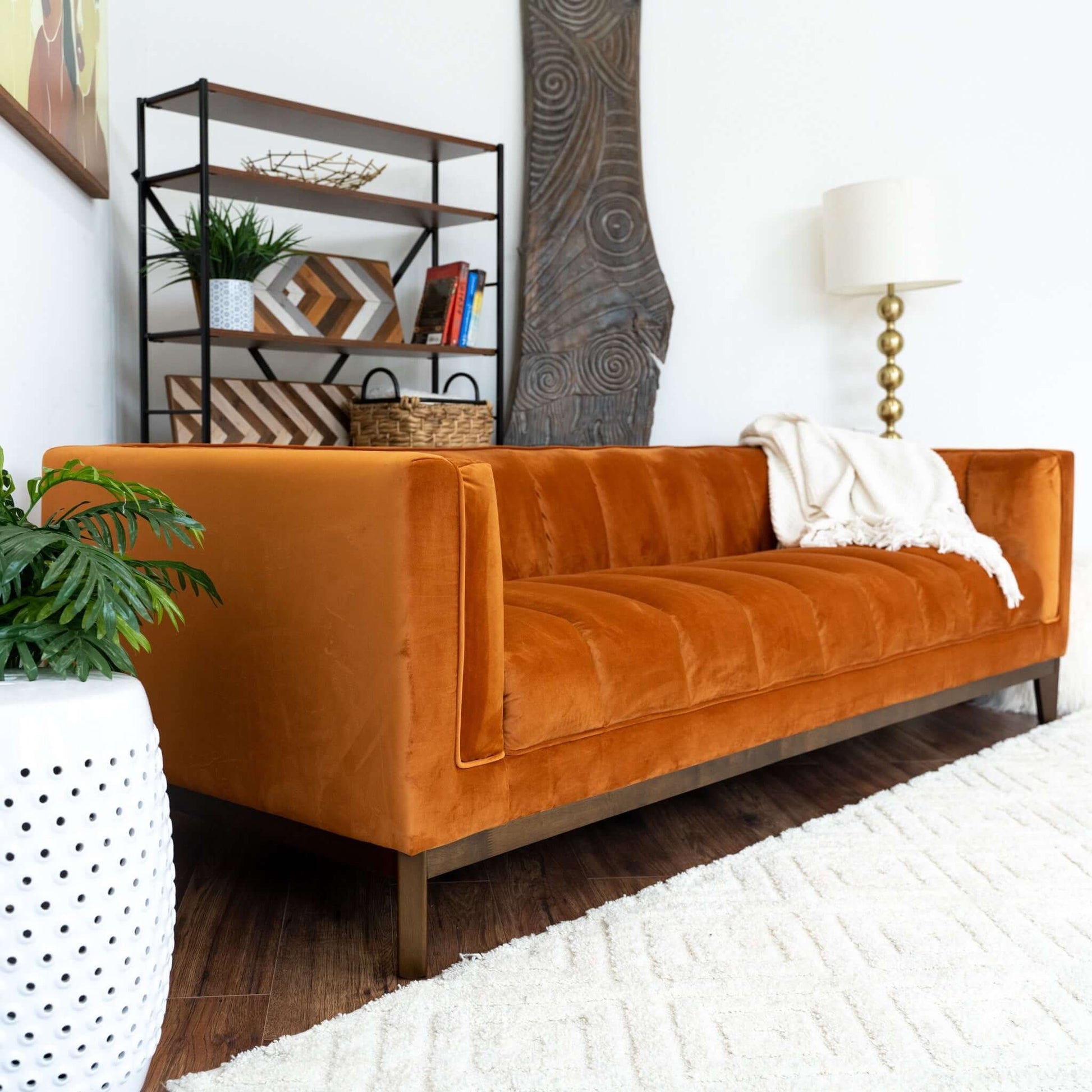 Melissa Sofa - Orange Velvet | Ashcroft Furniture | TX | The Best Drop shipping Supplier in the USA