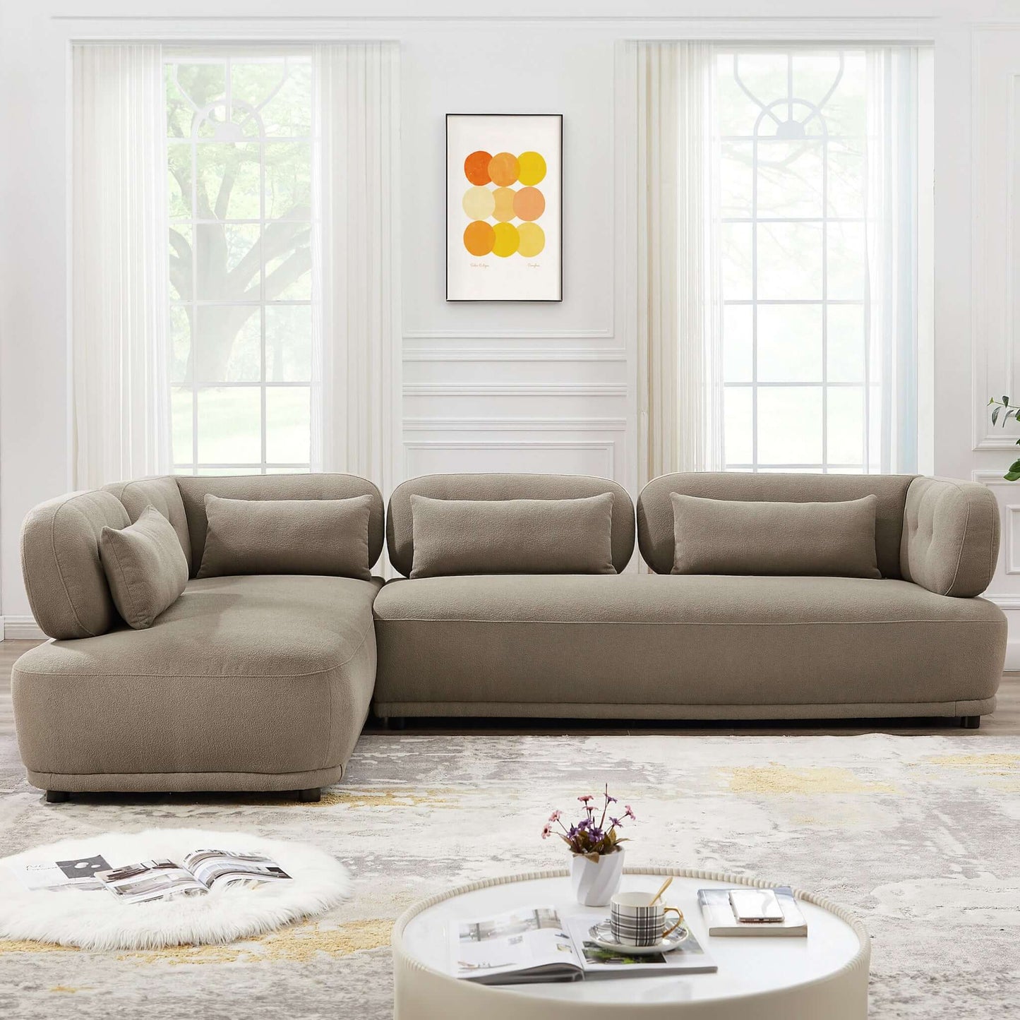 Maverick Modern L-Shaped Boucle Sectional