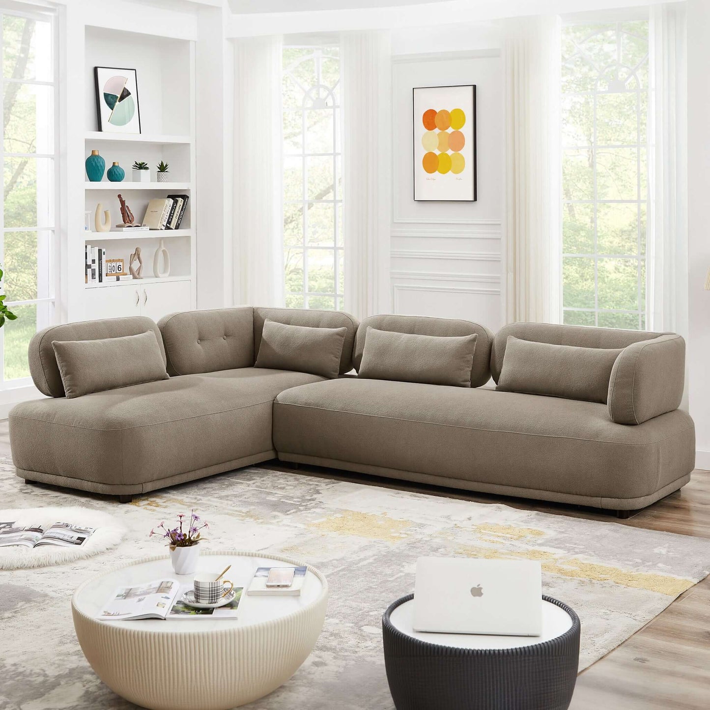 Maverick Modern L-Shaped Boucle Sectional