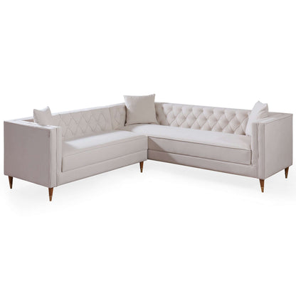 Lewer Modern Cream Velvet Sofa