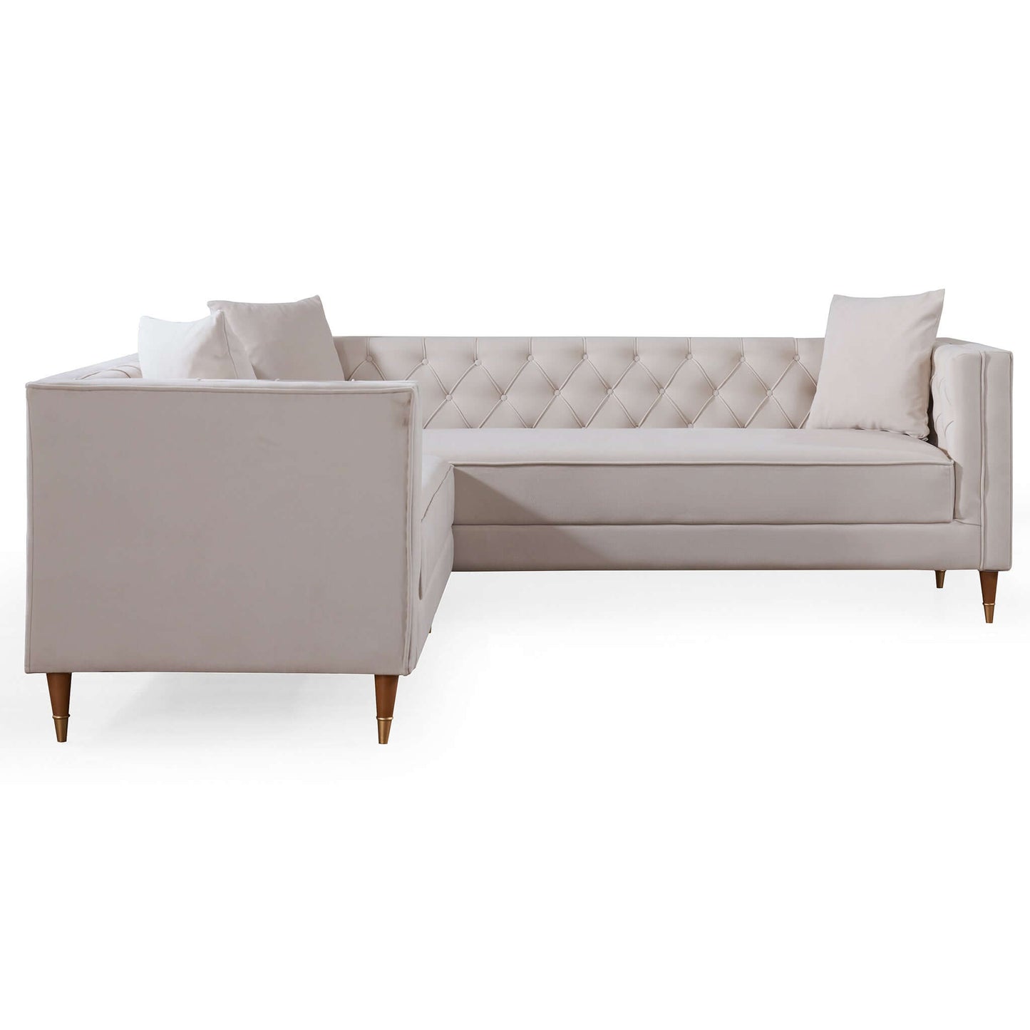 Lewer Modern Cream Velvet Sofa