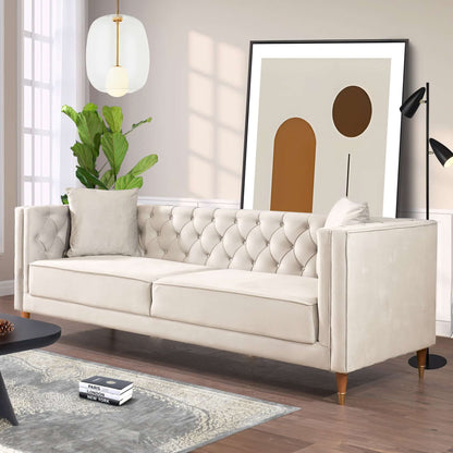 Autumn Modern Cream Velvet Sofa