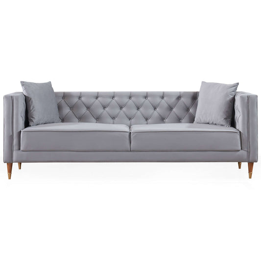 Autumn Modern Light Grey Velvet Sofa