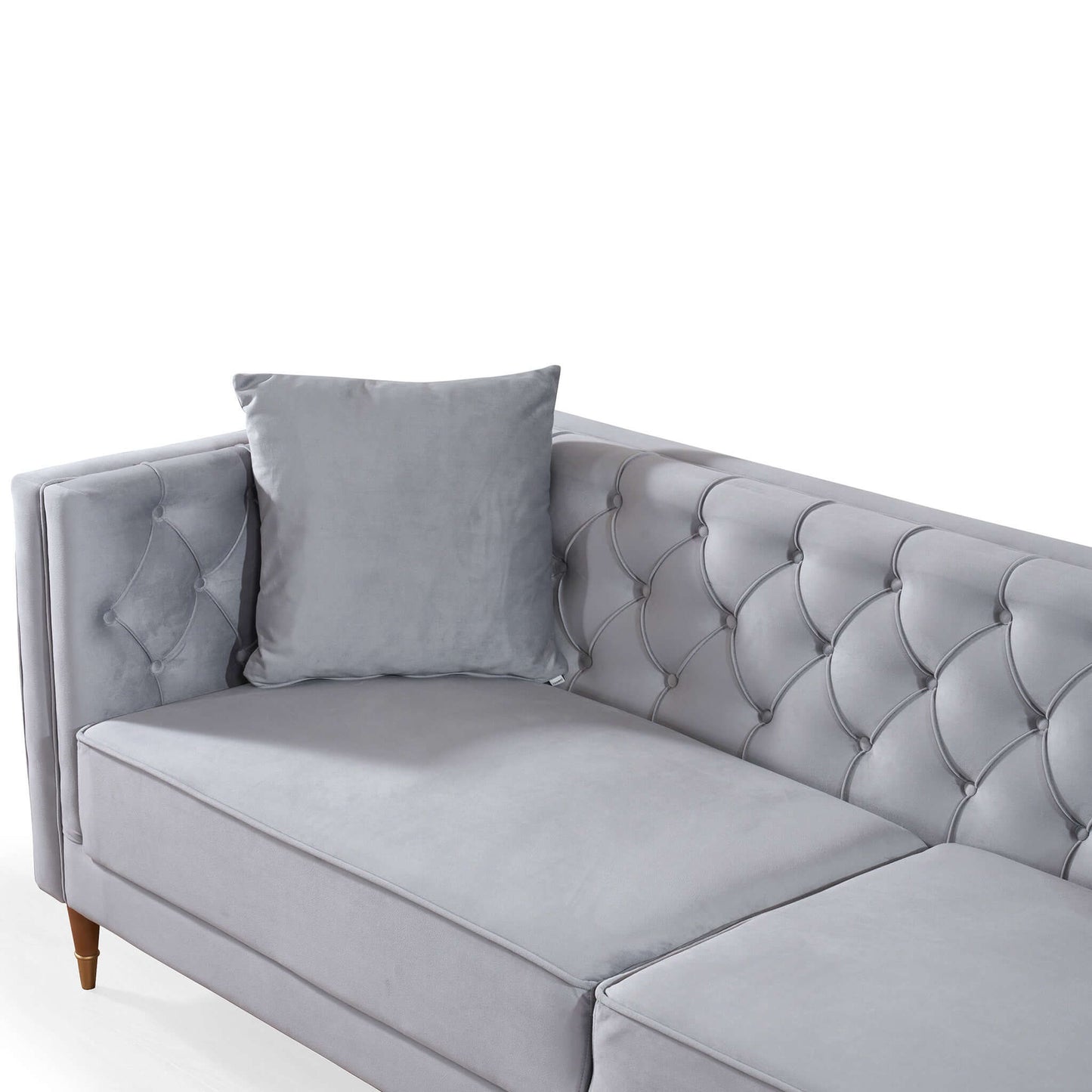 Autumn Modern Light Grey Velvet Sofa