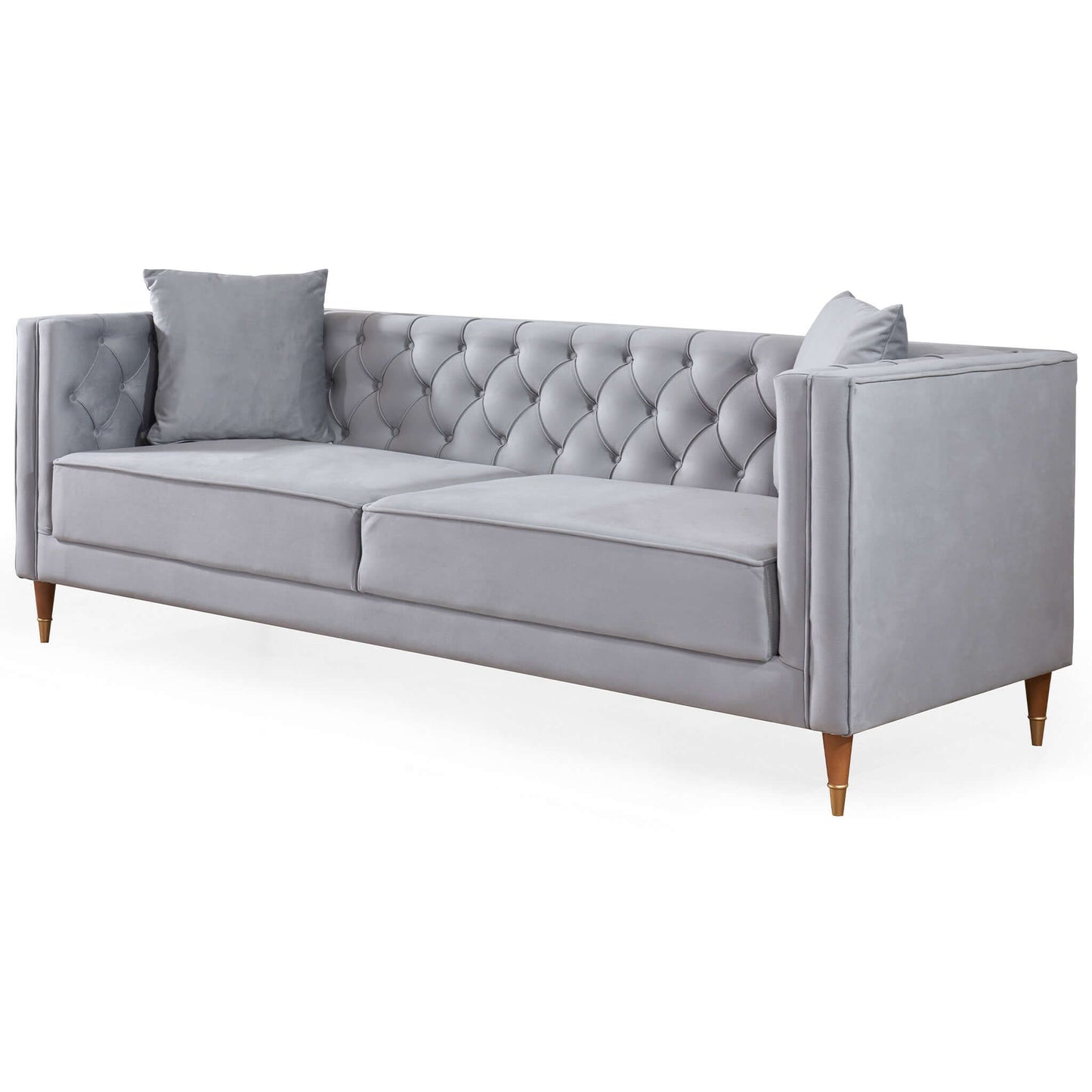 Autumn Modern Light Grey Velvet Sofa