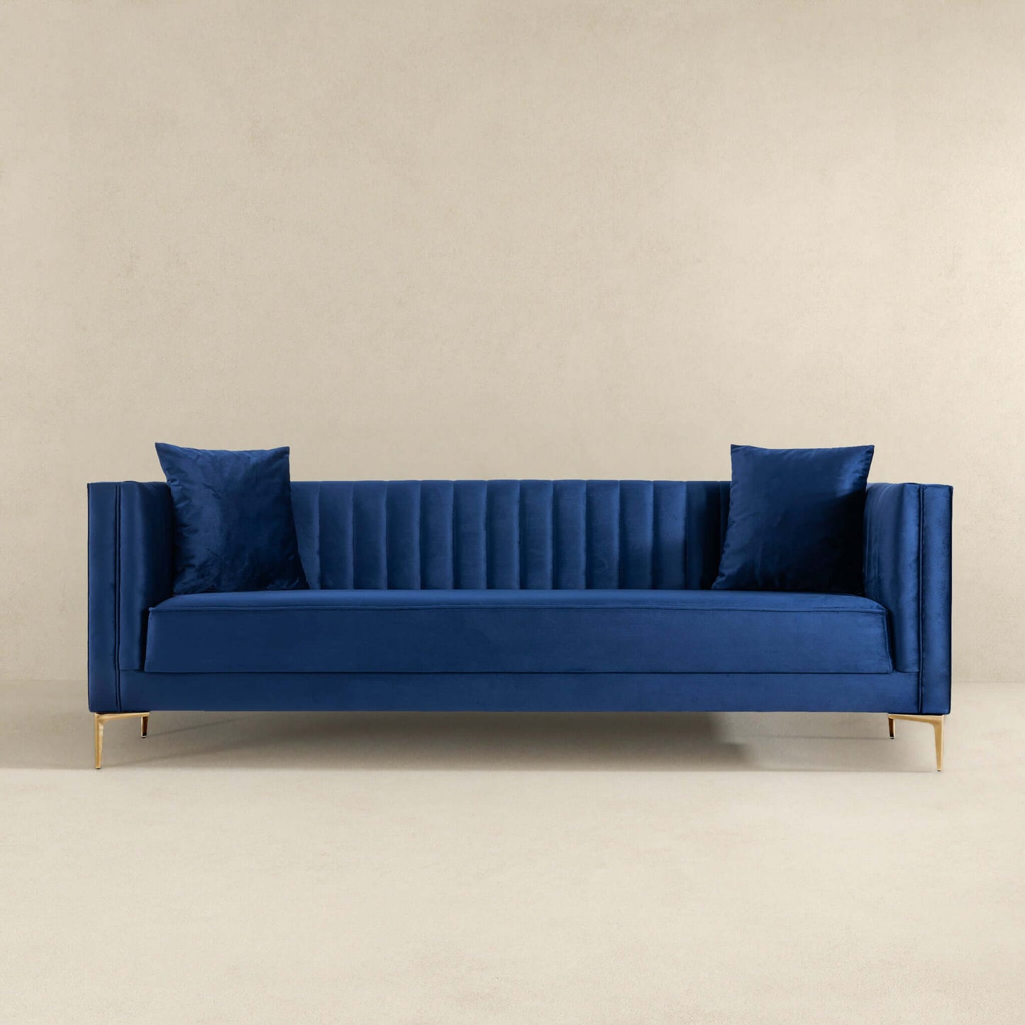 Angelina Dark Blue Velvet Tufted Sofa