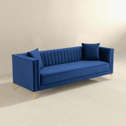 Angelina Dark Blue Velvet Tufted Sofa