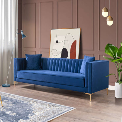 Angelina Dark Blue Velvet Tufted Sofa