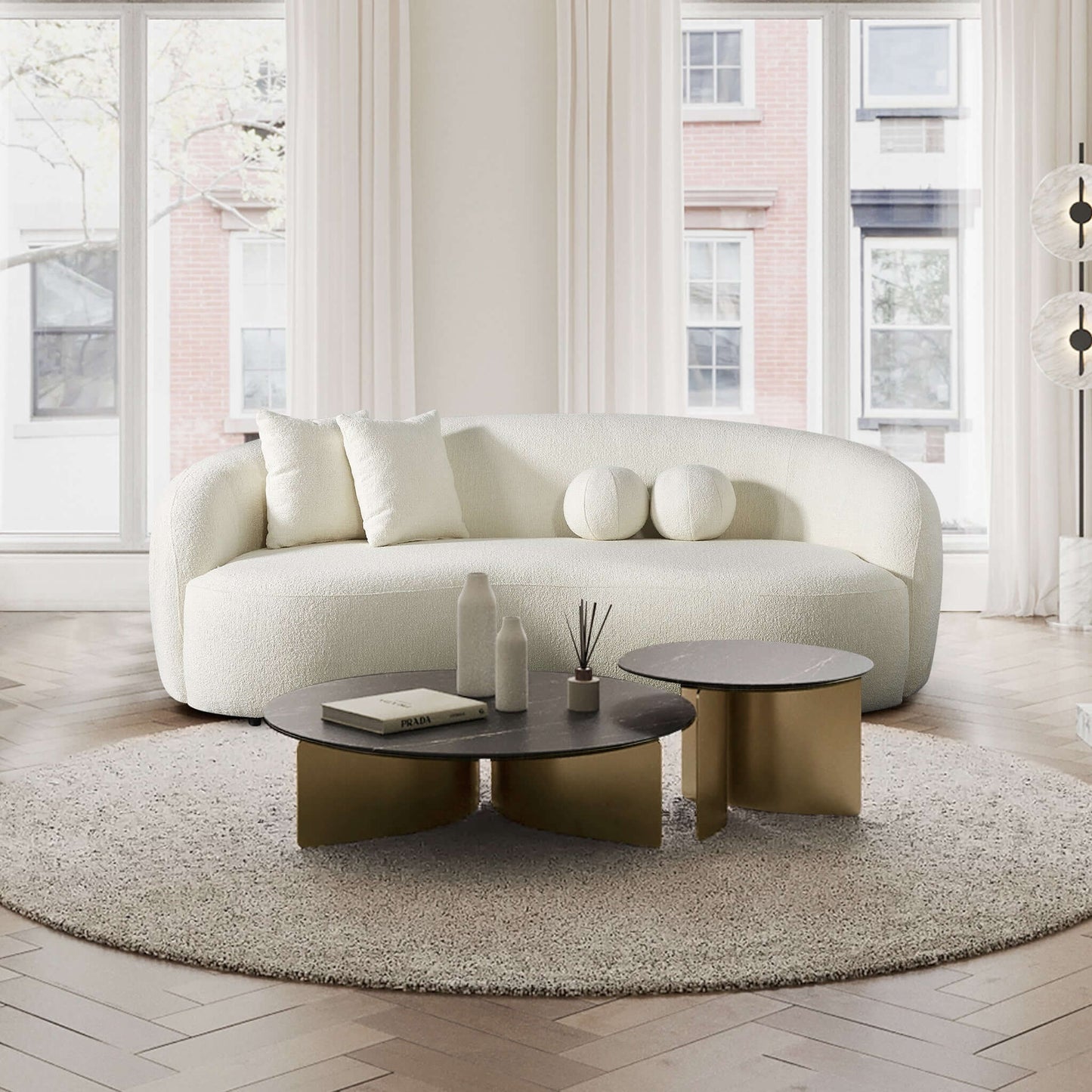 Blair Japandi Curvy Boucle Sofa (Ivory) | Mid in Mod | Houston TX | The Best Drop shipping Supplier in the USA