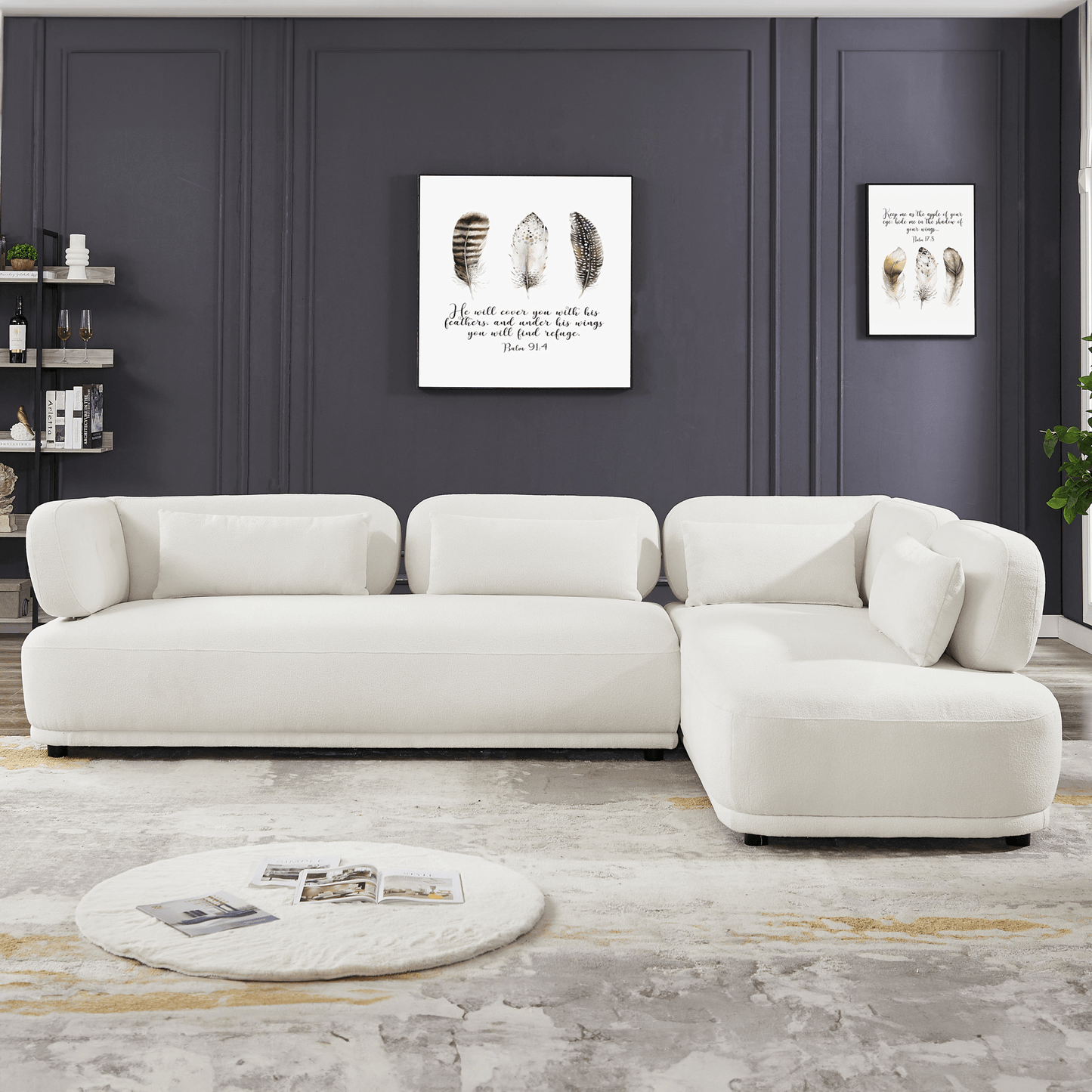 Maverick Modern L-Shaped Boucle Sectional