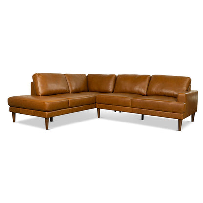 Maxwell Genuine Leather Cognac Tan Sectional