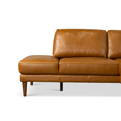 Maxwell Genuine Leather Cognac Tan Sectional