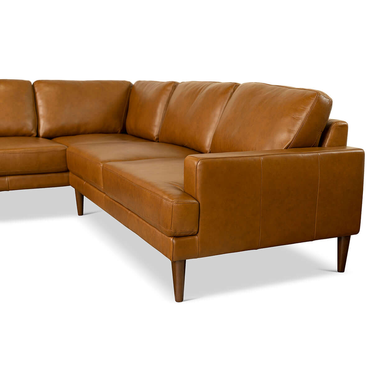 Maxwell Genuine Leather Cognac Tan Sectional