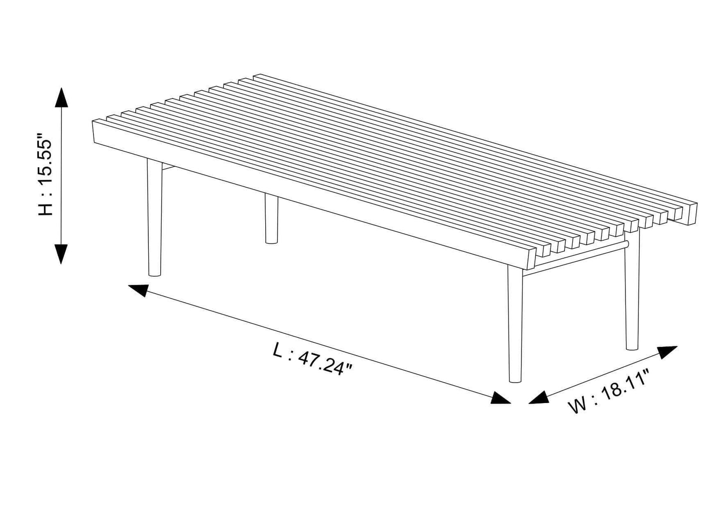 Mia Mid Century Modern Bench | Ashcroft Furniture | Houston TX | The Best Drop shipping Supplier in the USA