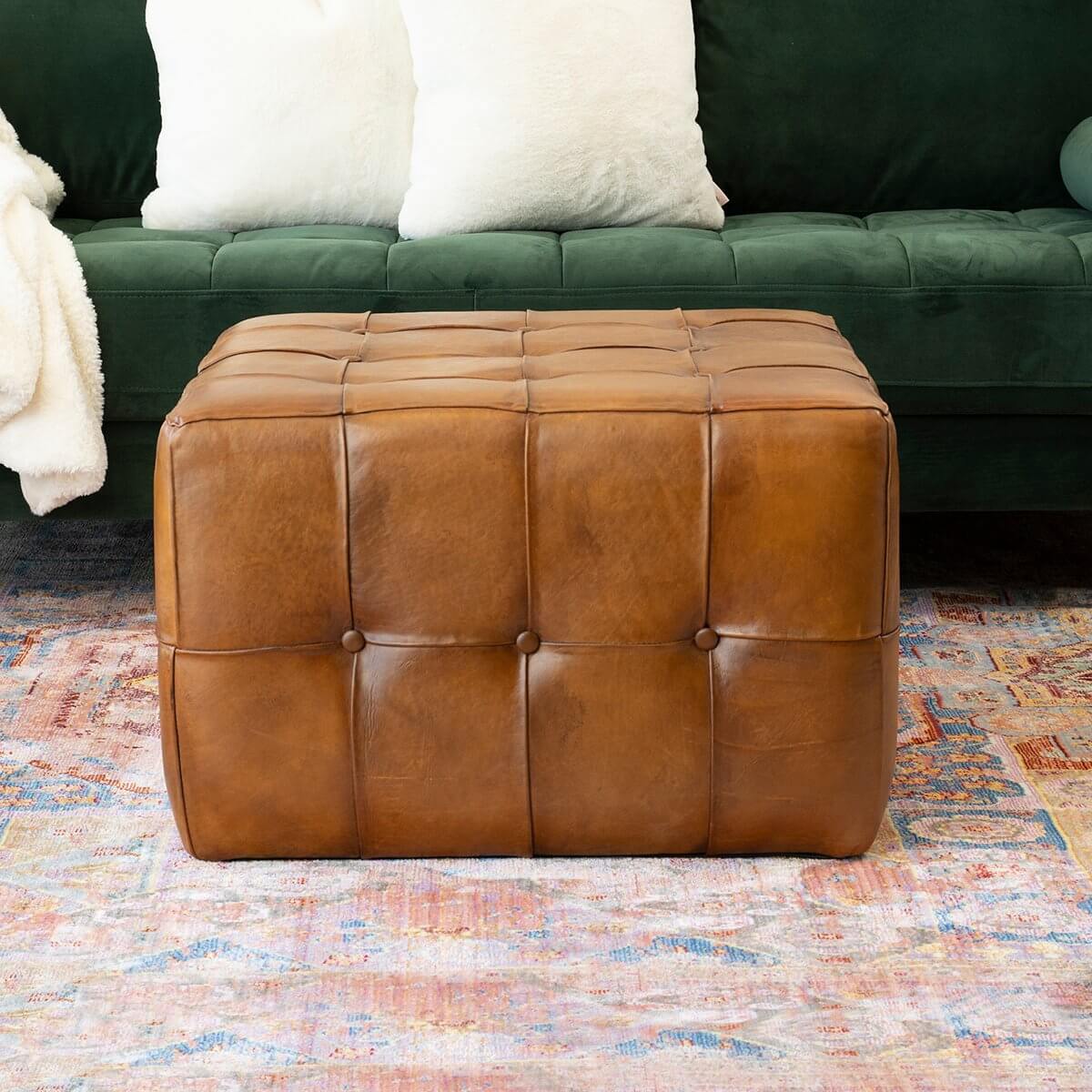 Bonto Modern 27.5-inch Leather Ottoman