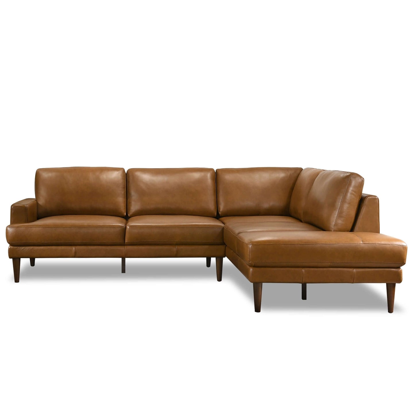 Maxwell Genuine Leather Cognac Tan Sectional