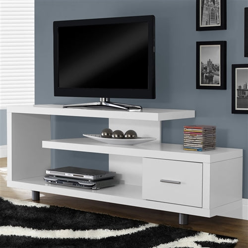 White Modern TV Stand - Fits up to 60-inch Flat Screen TV