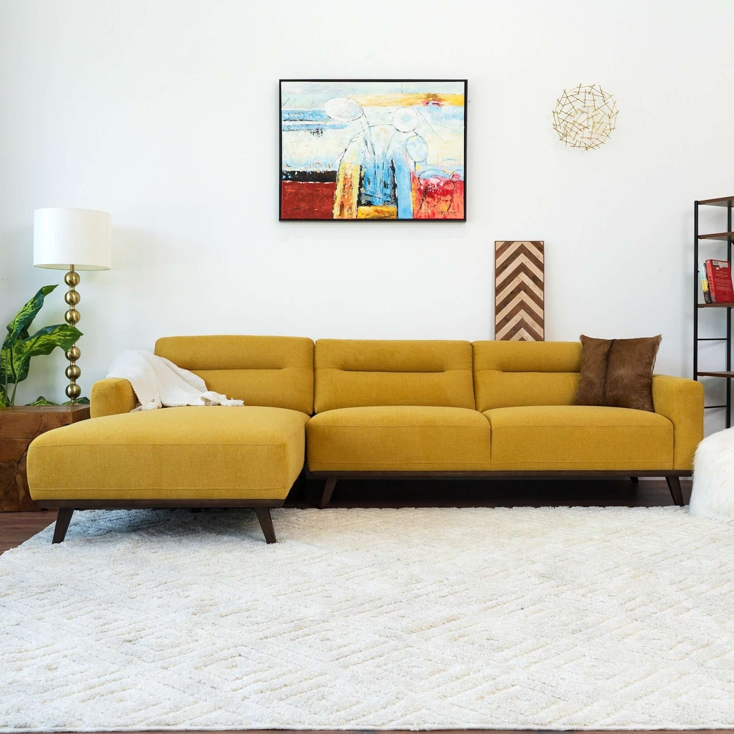 Ella L-Shaped Dark Yellow Linen Left Sectional