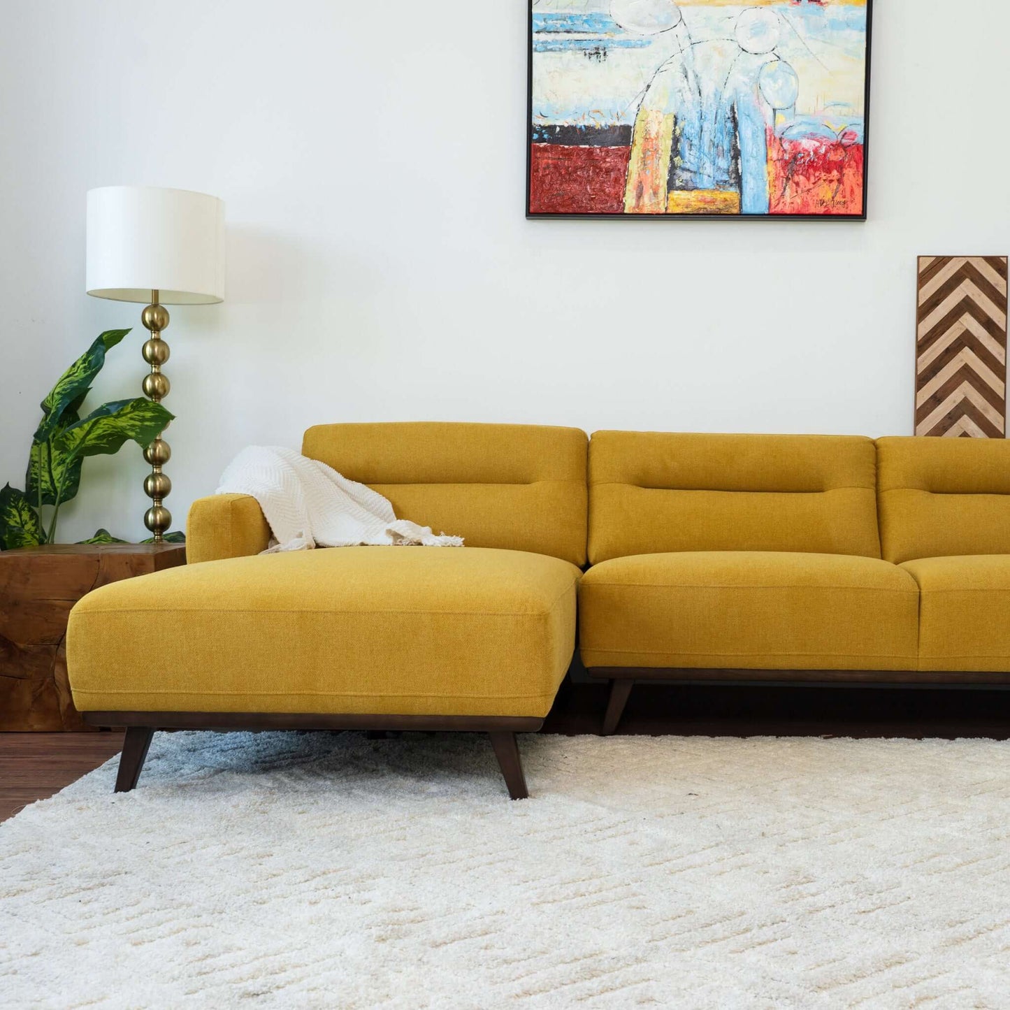 Ella L-Shaped Dark Yellow Linen Left Sectional