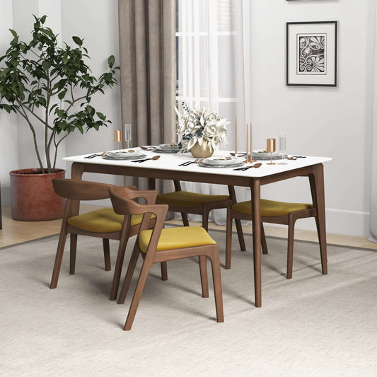 Dakota Mid-Century Modern Solid Wood Velvet Dining Chair (Set of 2)